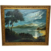 Oil Painting Urquhart Castle Loch Ness Moonlight
