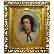 Oil Portrait Mrs George Wood, Sarah Sophia Wood
