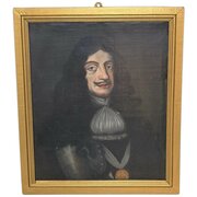 Oil Portrait Of King Charles II Wearing Garter