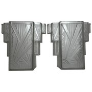 Pair French Glass Skyscraper Wall Light Sconces