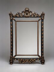Beautiful Ebonized And Parcel-Gilt Carved Mirror