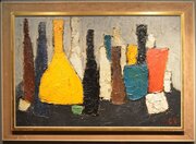Colourful Abstract Still Life of bottles sgd CV
