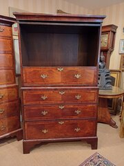 Walnut Chest On Chest TV Cabinet.