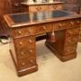 Walnut Pedestal Writing Desk with Black Leather.
