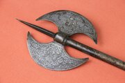 19th Century Double Crescent Silver Koftgari Axe