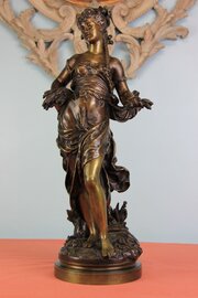 Large Antique French Bronze Sculpture Of Harvest