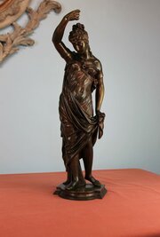 Large, Heavy Antique Bronze Of Lady 