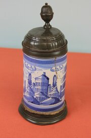 Mid 18th Century Delftware German Lidded Tankard