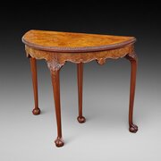 18thC Style Walnut Fold Over Card Table