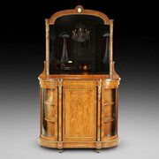 19thC Ormolu Mounted Figured Walnut Credenza