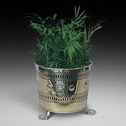 19thC Pierced Brass Cylindrical Planter