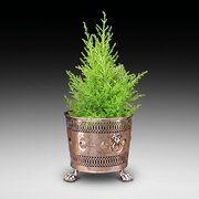 19thC Pierced Copper Cylindrical Planter