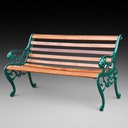 Cast Iron Garden Bench With Lion Head Arm Rests 