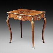 Early 20thC French Marquetry Inlaid Walnut Table