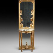 French Louis XVI Style Giltwood Pier Glass Console