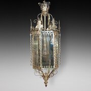 Grand Victorian Brass Lantern Of Hexagonal Form