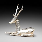  Large Indian Brass Deer Sitting "en Couchant"