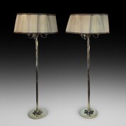 Pair Of 1920s Brass Standard Lamp Uplighters 