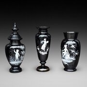 Three Large Pieces Of 19thC Glass By Mary Gregory