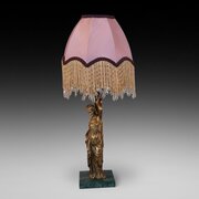 Victorian Cold Painted Bronze Oil Lamp