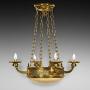 Victorian Neoclassical Brass & Marble Ceiling Light