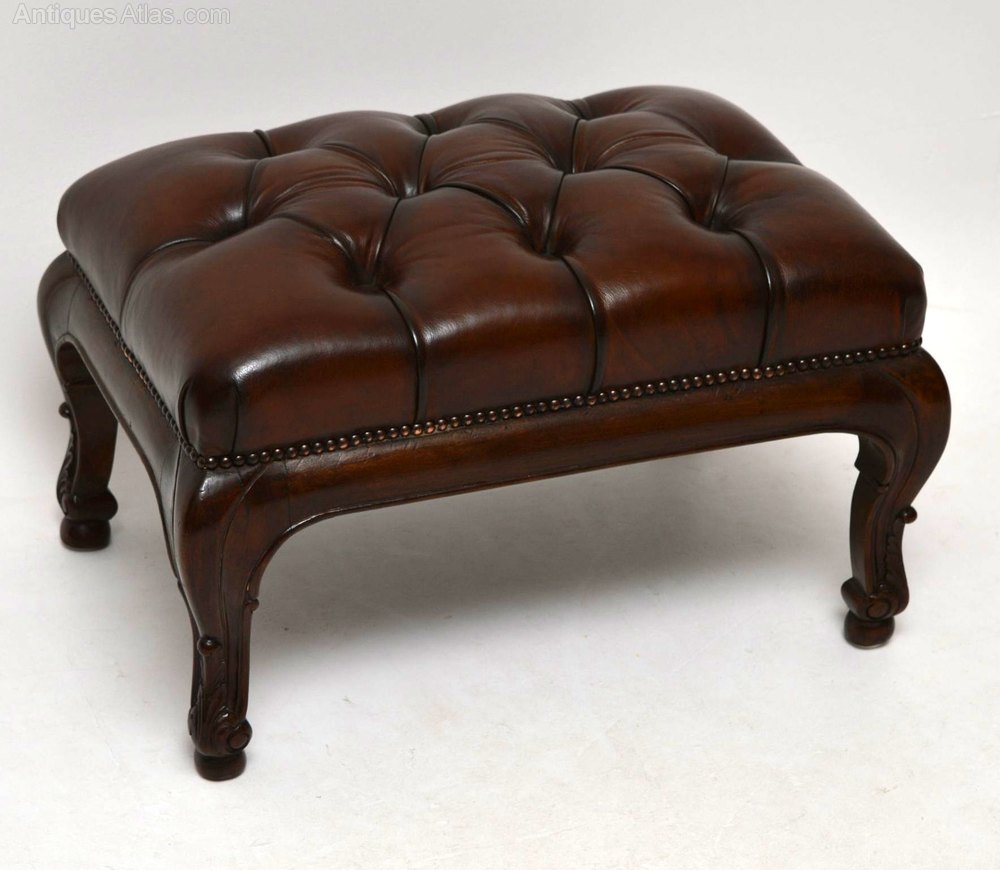 Antique Deep Buttoned Leather Foot Stool Antiques Atlas