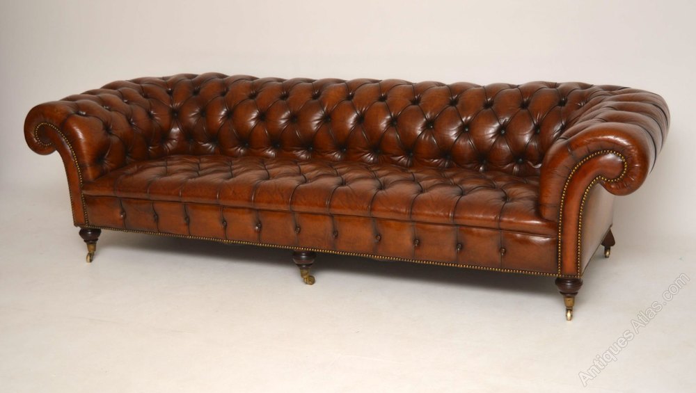 Large Antique Victorian Leather Chesterfield Sofa Antiques Atlas