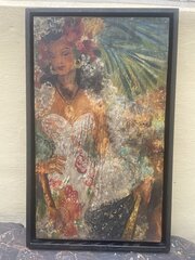 Circa 1920s Oil Painting Of A Lady With Flowers. 