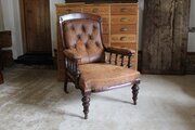 Chair Wonderful Victorian Leather Armchair Walnut 