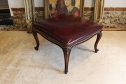 Stool Fine Victorian Walnut & Ox Blood Leather 