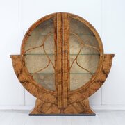 Art Deco Round Display Cabinet  Walnut 1930s