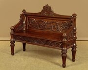 Carved Oak Hall Bench C.1900