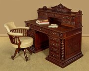 Carved Oak Kneehole Desk C.1880