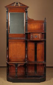 Edwardian Oak Hall Stand With Seat C.1905.