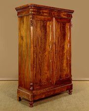 French Flame Mahogany Wardrobe c1860