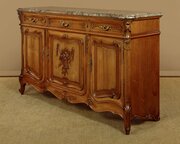 French Walnut & Marble Top Sideboard C.1930