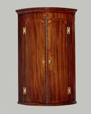 Inlaid Mahogany Bow Front Corner Cupboard C.1810