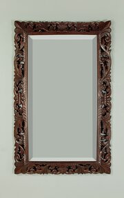 Large Carved Oak Cushion Frame Mirror C.1890