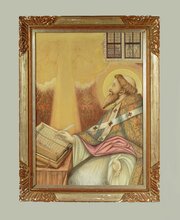 Large Framed Watercolour Painting Of A Saint 1946