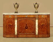 Marquetry Inlaid Marble Top Sideboard C.1920