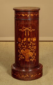 Marquetry Inlaid Cylinder Pedestal Cabinet C.1860