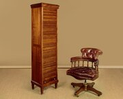 Narrow Mahogany Roll Front Filing Cabinet C.1950