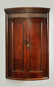 Oak Bow Front Corner Cupboard C.1790