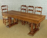 Oak Refectory Table On Gothic Column Legs C.1950