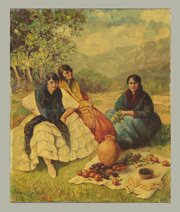 Oil Painting Of Gypsy Women Dated 1941