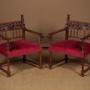 Pair of Carved Walnut Armchairs c.1880