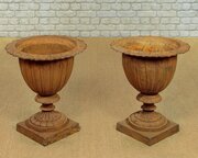 Pair Of Cast Iron Garden Urns