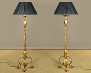 Pair Of Gilded Iron Standard Lamps C.1920