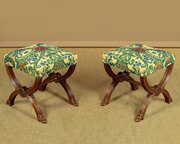 Pair Of Gothic Oak Stools C.1880