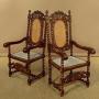 Pair of Large Carved Walnut Armchairs c.1900